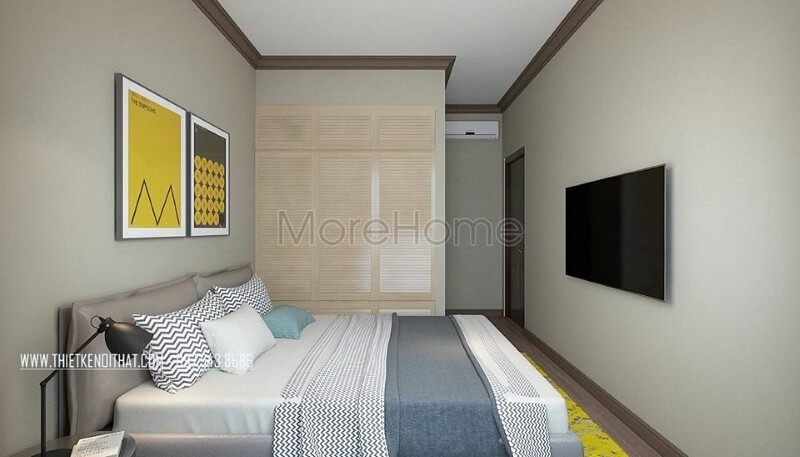 Tủ quần áo gỗ công nghiệp thiết kế âm tường tiết kiệm diện tích