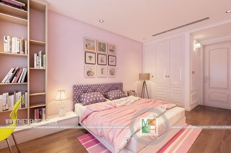 Thiết kế tủ quần áo âm tường hiện đại giúp tiết kiệm diện tích cho căn phòng ngủ của gia chủ mang không kém phần sang trọng